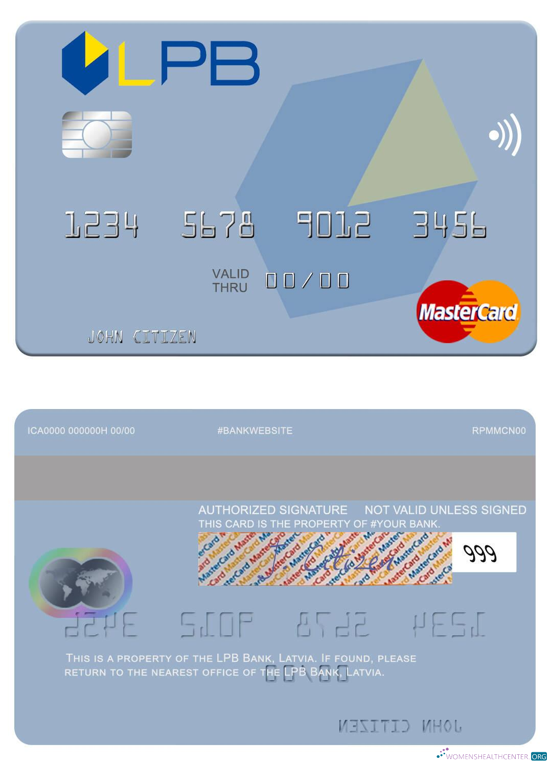 Download Latvia LPB Bank mastercard Photoshop template